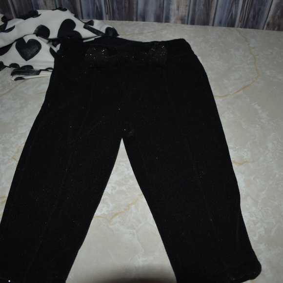 2pc Heart Top Sparkle Bow Pants 12m New Party New - Picture 4 of 6